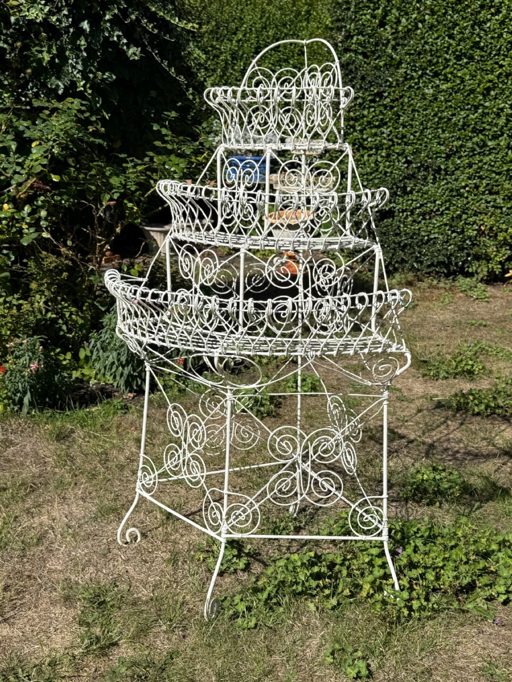 A wire work painted planter