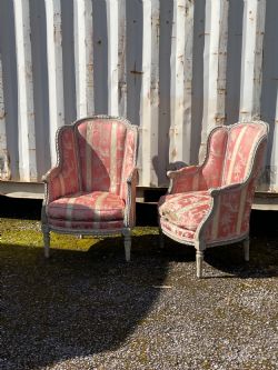 PAIR OF LARGE FRENCH 19TH C BERGERE CHAIRS