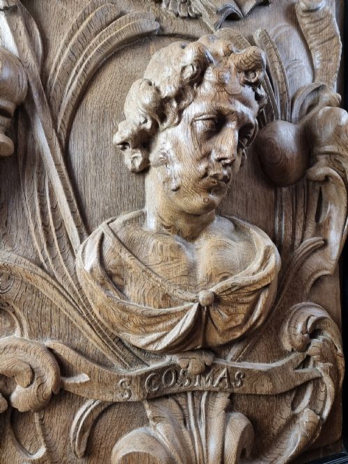 fig 1. A large 17th century panel of St Cosmos.
