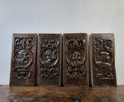 A Set of Four 16th Century Romayne Panels.