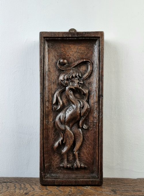 A Small 17th Century Carved Oak Panel.