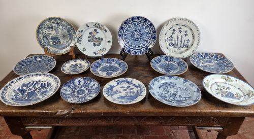 14 X 18th Century Delft Plates.
