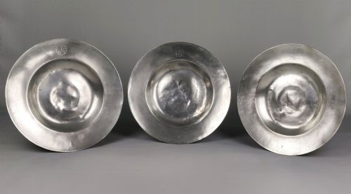 A Rare Set of Three Late 17th Century Pewter Chargers.