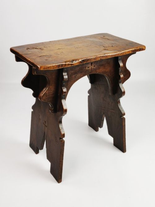 A 16th Century Style Boarded Oak Stool.