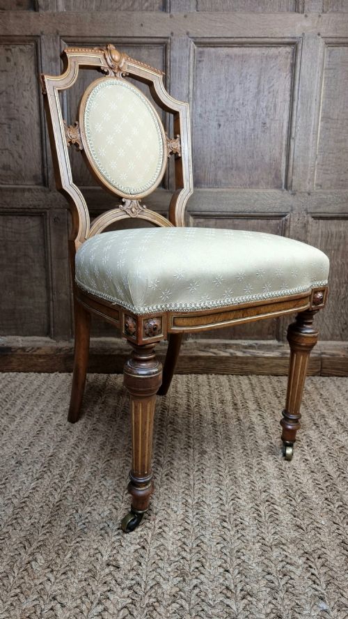 fig 1. A High Quality Set Of Four Walnut Salon Chairs.
