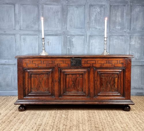 fig 1. A late 17th century walnut coffer.