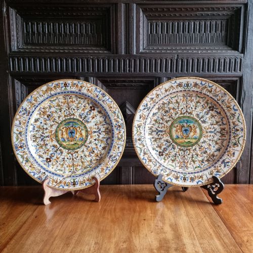 A Large Pair of 19th Century Majolica Chargers.