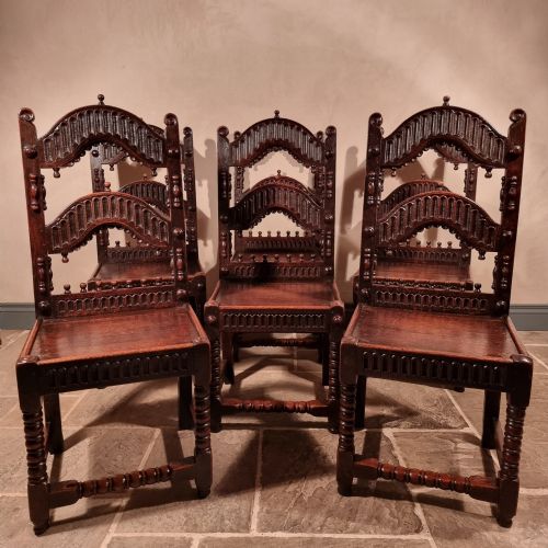 A SET OF SIX 17TH CENTURY STYLE DERBYSHIRE CHAIRS - ADDITIONAL PHOTO 2