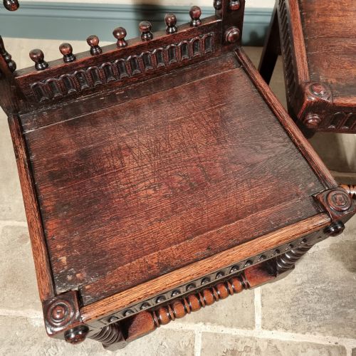A SET OF SIX 17TH CENTURY STYLE DERBYSHIRE CHAIRS - ADDITIONAL PHOTO 4