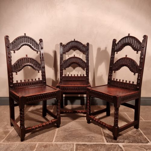 A SET OF SIX 17TH CENTURY STYLE DERBYSHIRE CHAIRS - ADDITIONAL PHOTO 9
