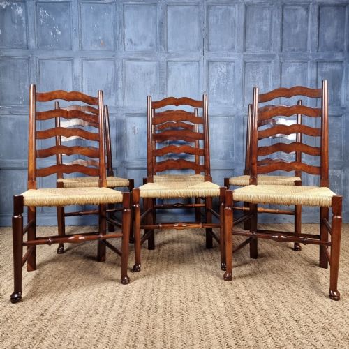 A Set Of 6 Yew Wood Country Chairs. View II