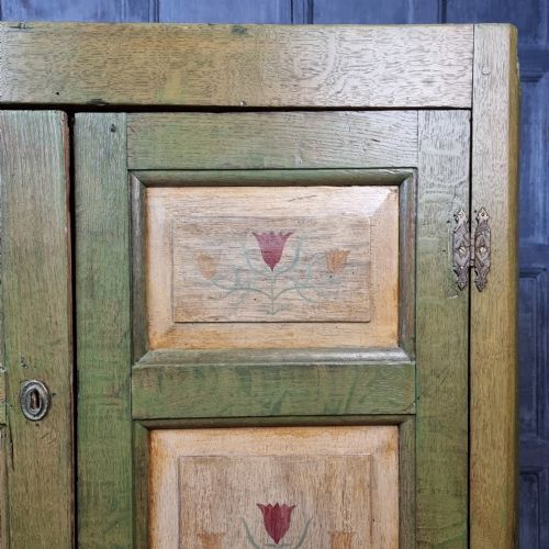 An 18th Century Green Painted Corner Cupboard. View IV