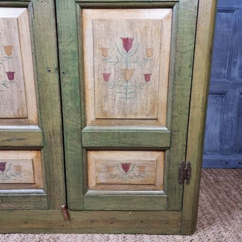 An 18th Century Green Painted Corner Cupboard. View V