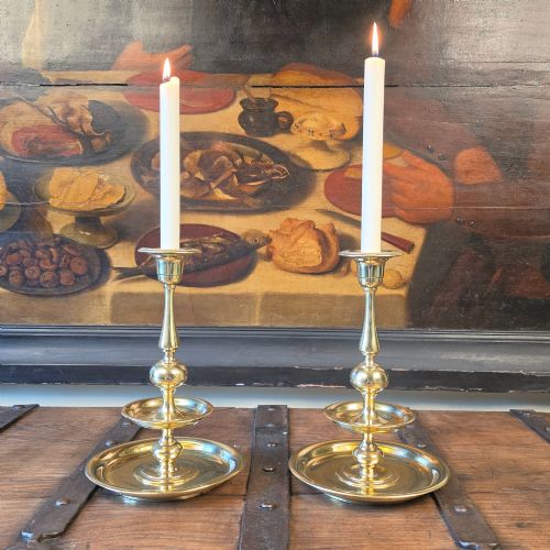 A Large Pair of 19th Century Brass Candlesticks.