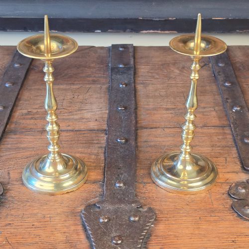 A Pair of 17th Century Style Pricket Candlesticks.