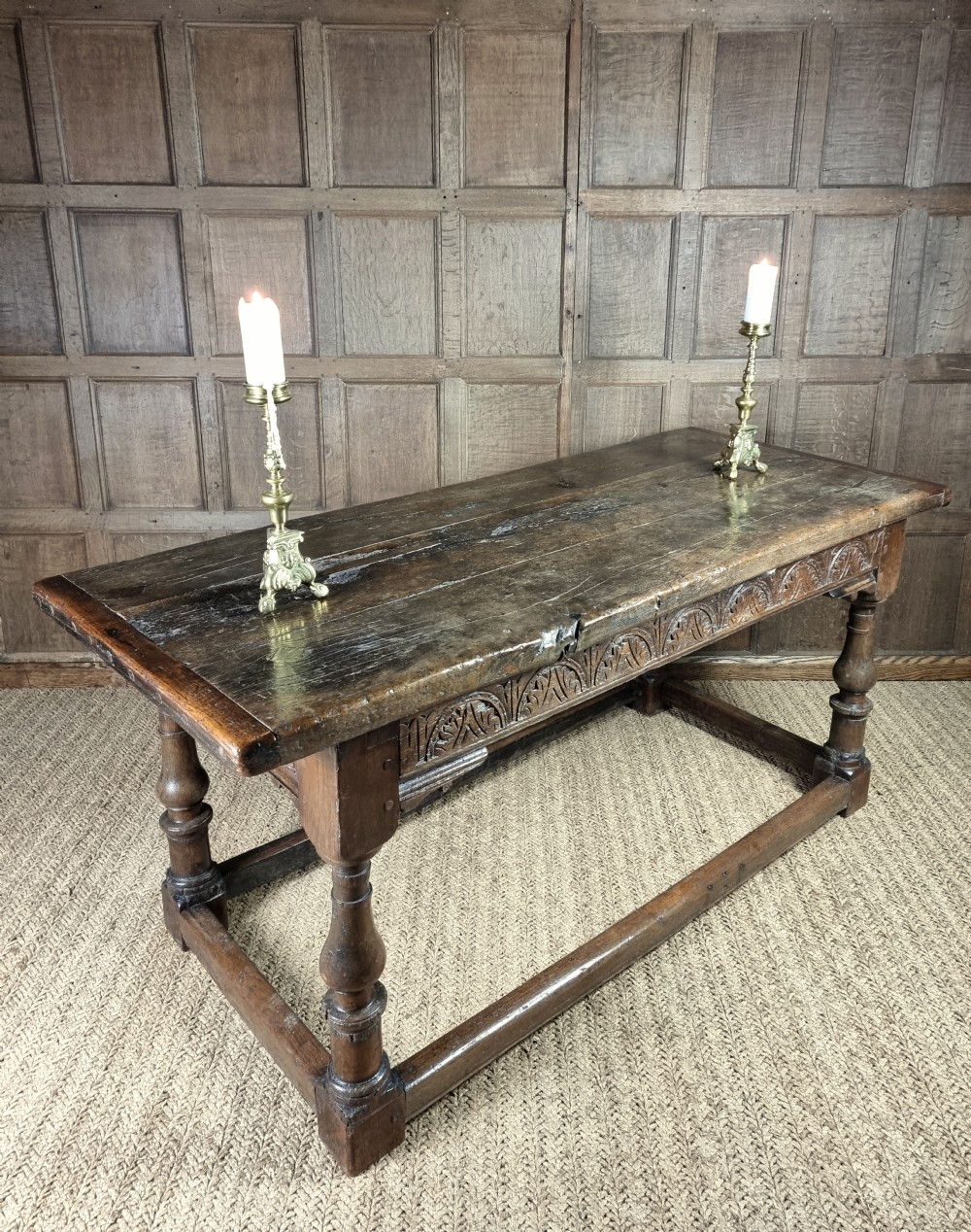 A 17th century oak refectory table. View II