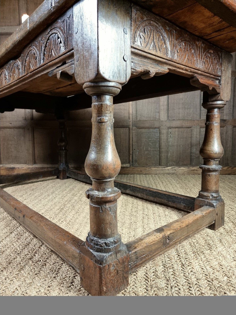 A 17th century oak refectory table. View V