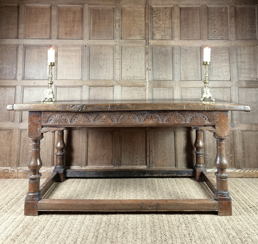 A 17th century oak refectory table. View VIII
