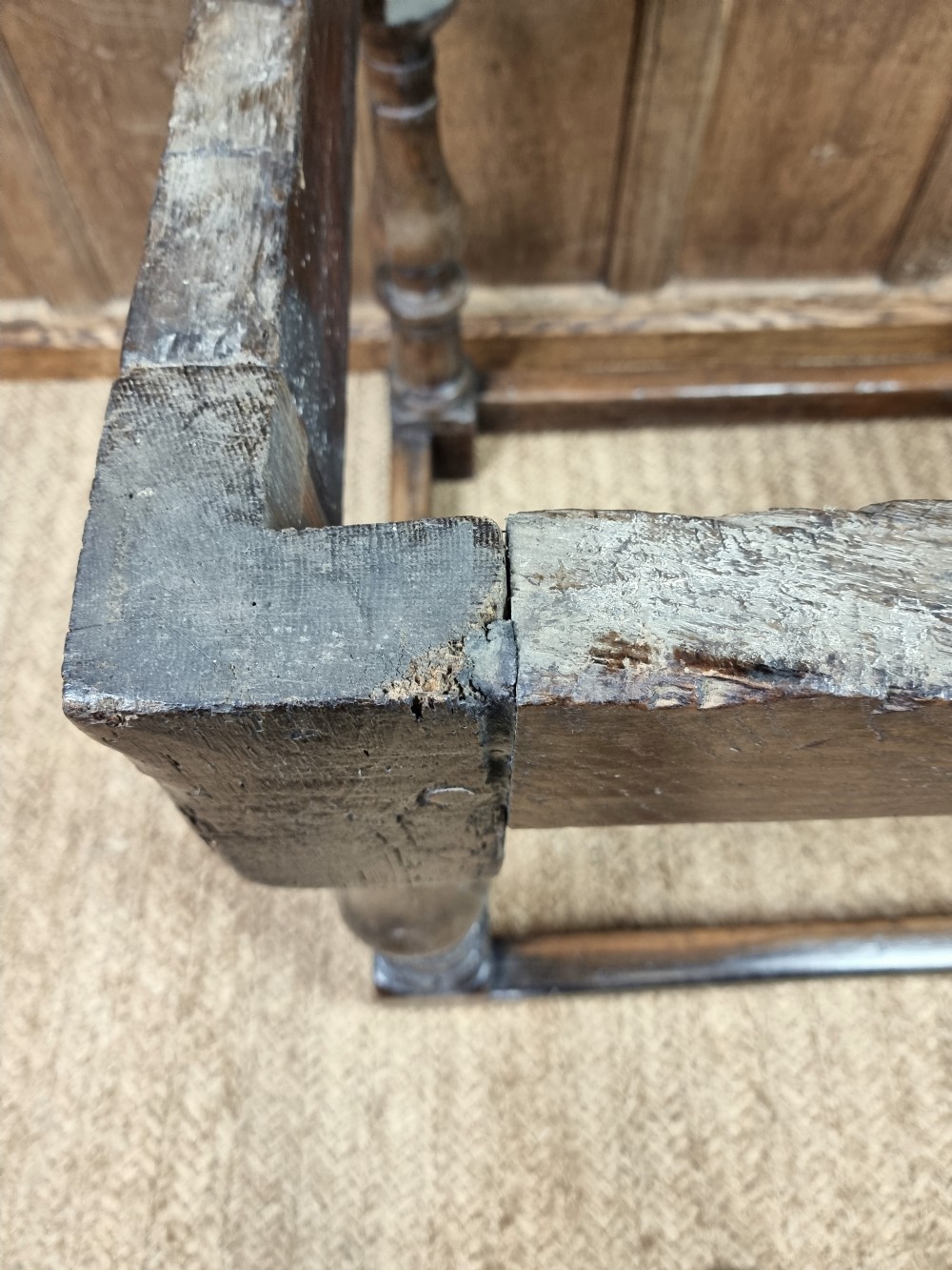 A 17th century oak refectory table. View XIX