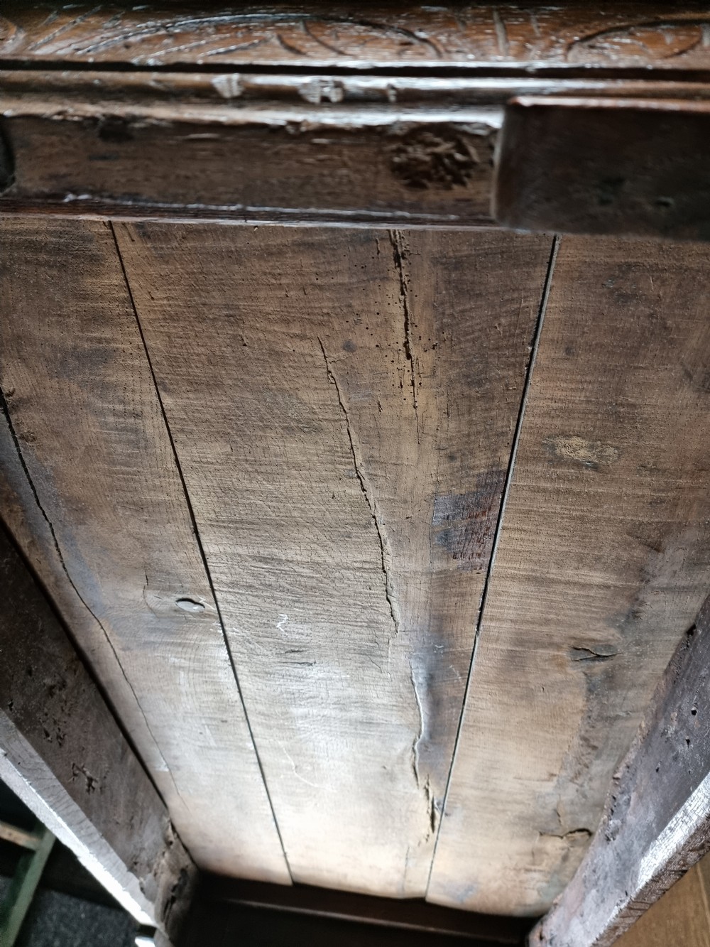 A 17th century oak refectory table. View XXIX