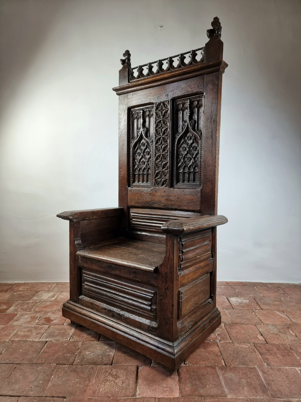 A 16th century gothic throne chair.