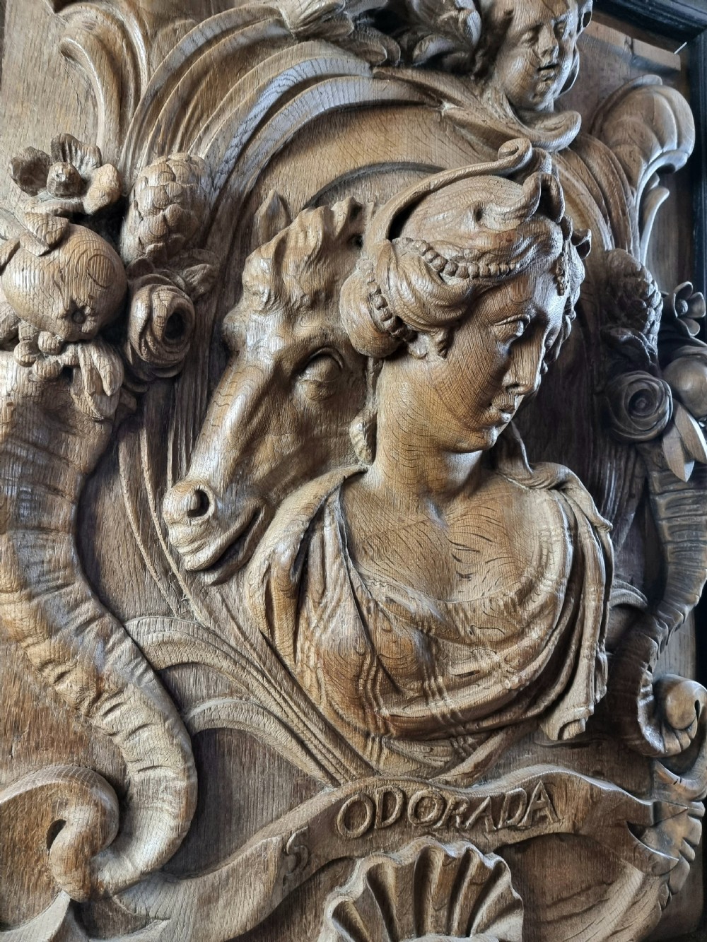 A large 17th century panel of St Odorada.  View IV
