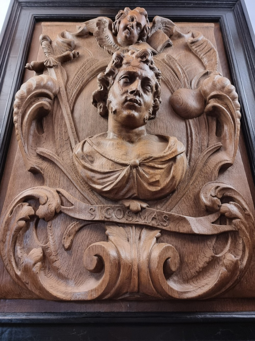 A large 17th century panel of St Cosmos.  View V
