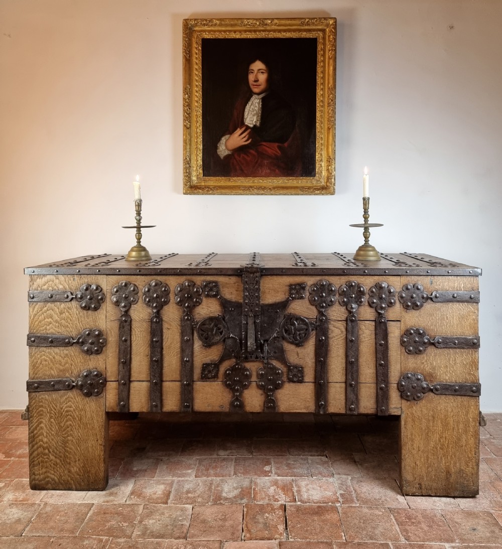 A 16th century iron bound coffer.  View III
