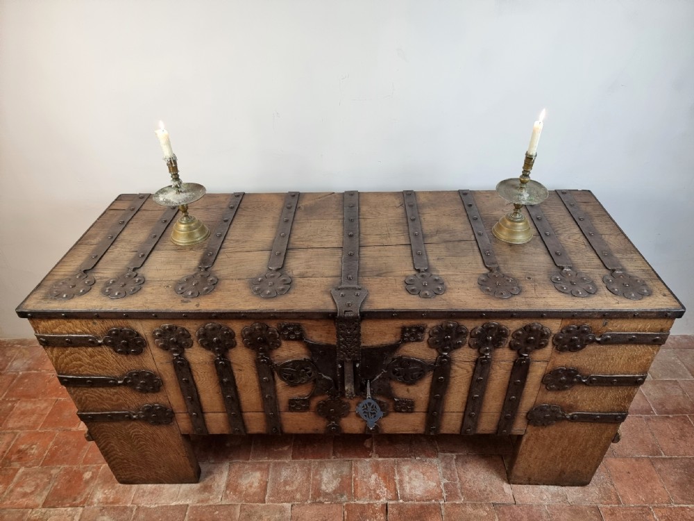 A 16th century iron bound coffer.  View IV