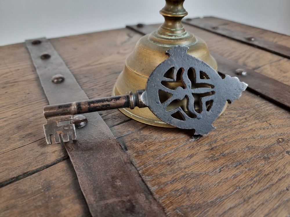 A 16th century iron bound coffer.  View V