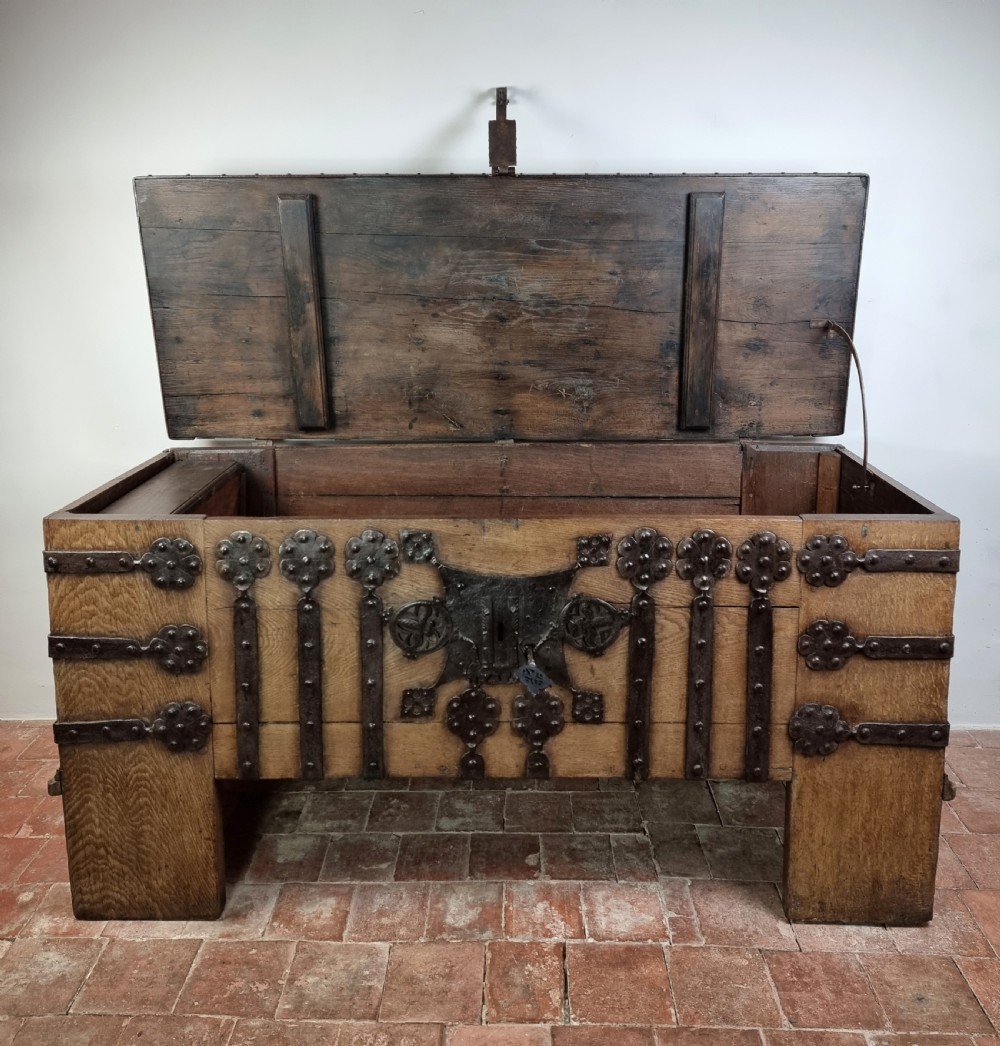 A 16th century iron bound coffer.  View VIII