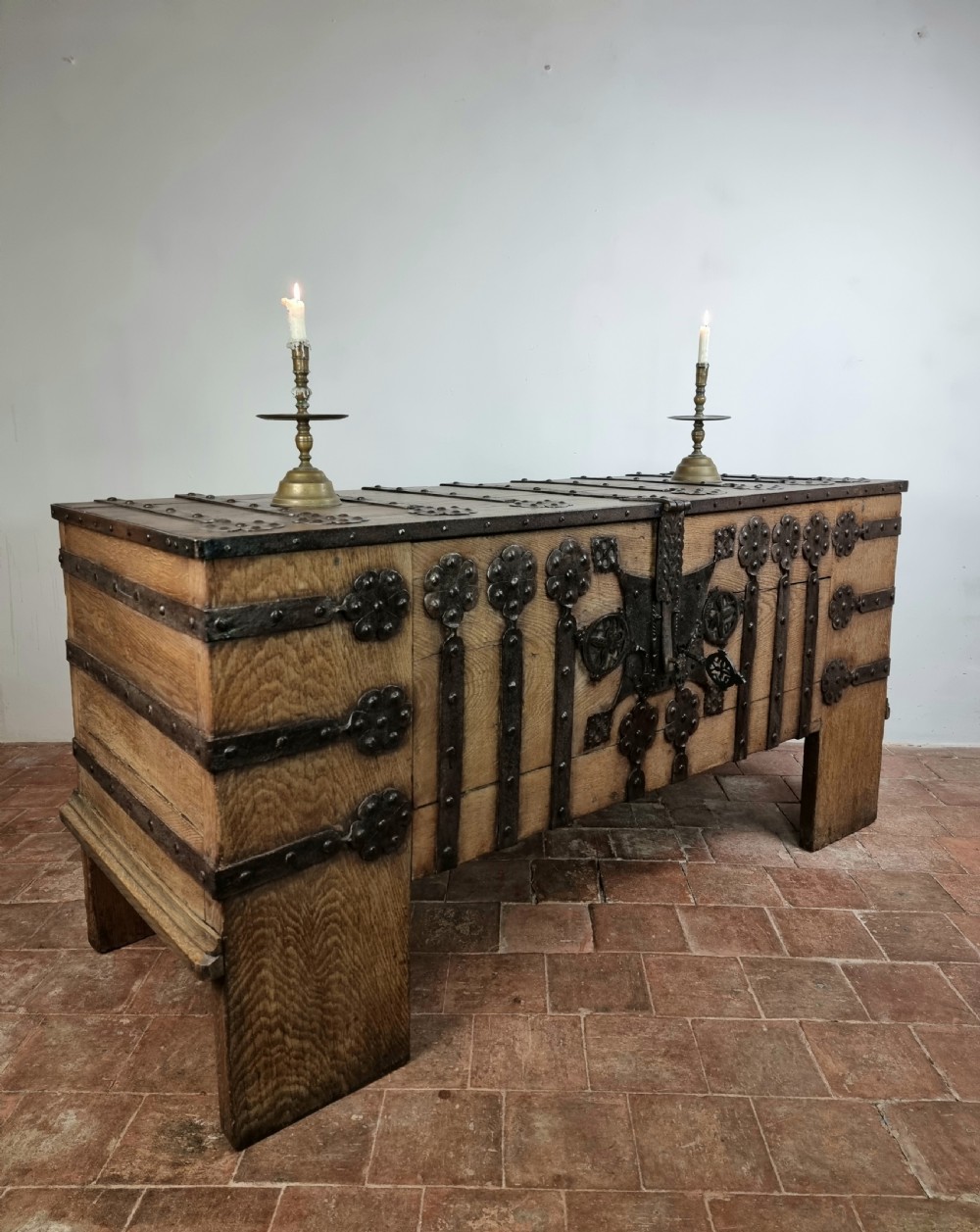 A 16th century iron bound coffer.  View IX