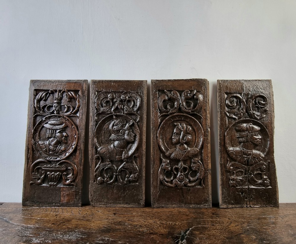A set of four 16th century romayne panels.