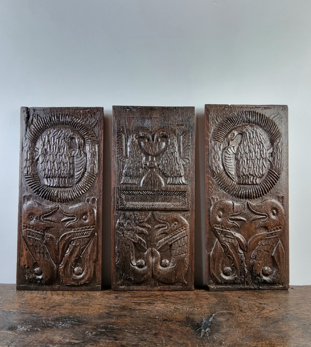 Three 16th century oak panels. 