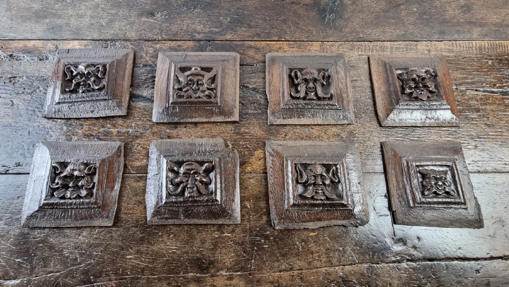 Eight 16th century grotesque panels.