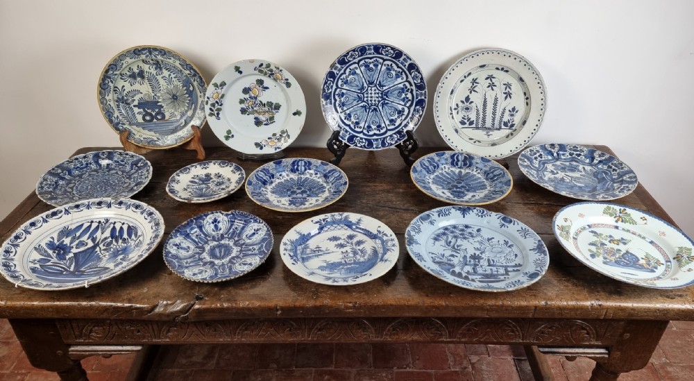 14 x 18th century delft plates. 