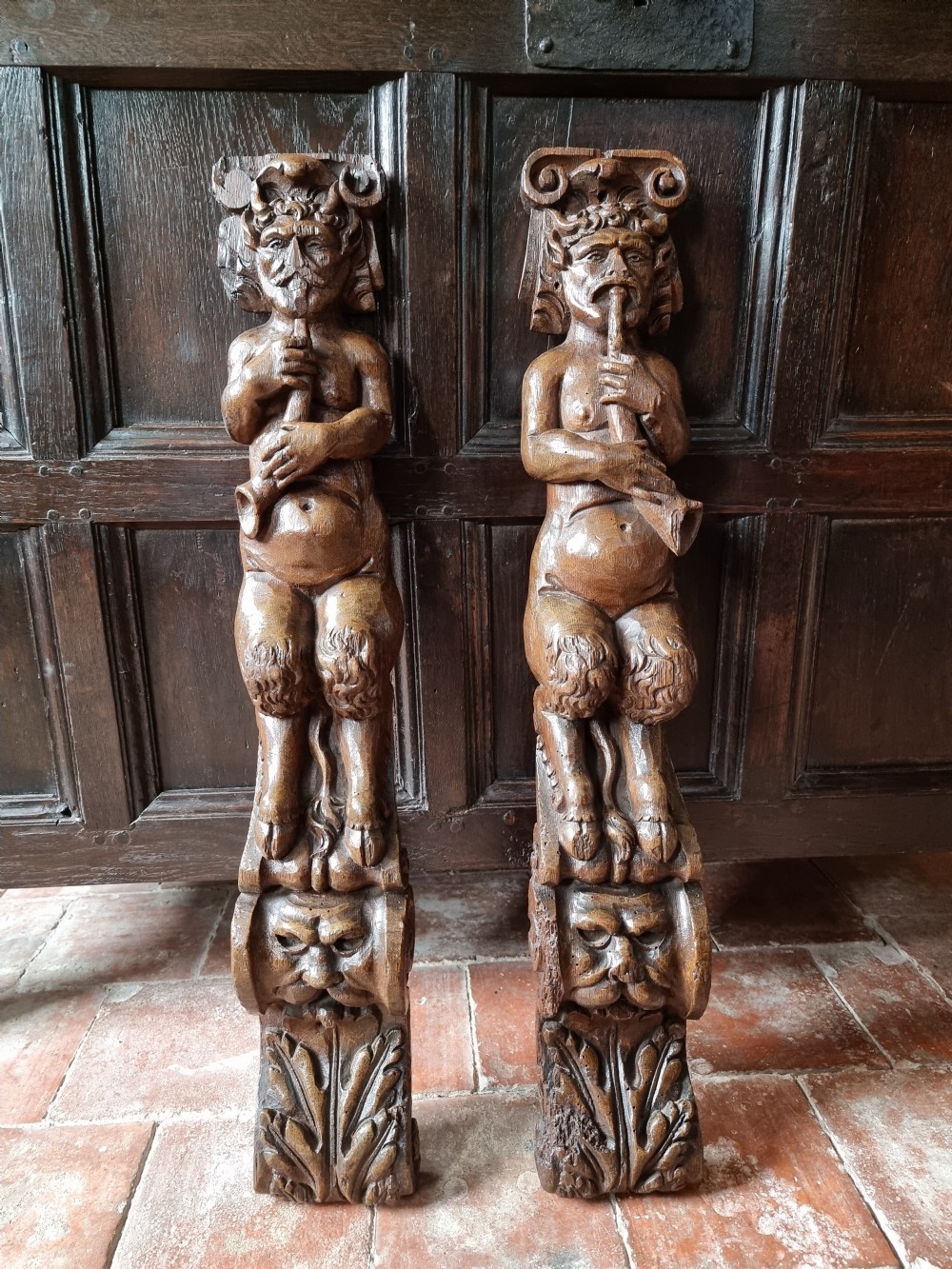 A pair of 17th century English caryatids. 