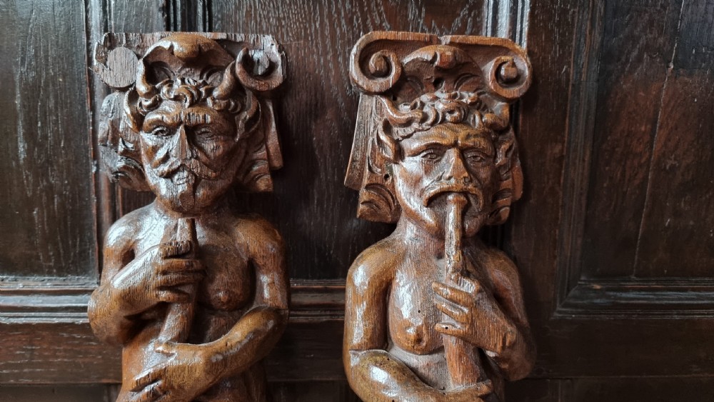 A pair of 17th century English caryatids.  View II
