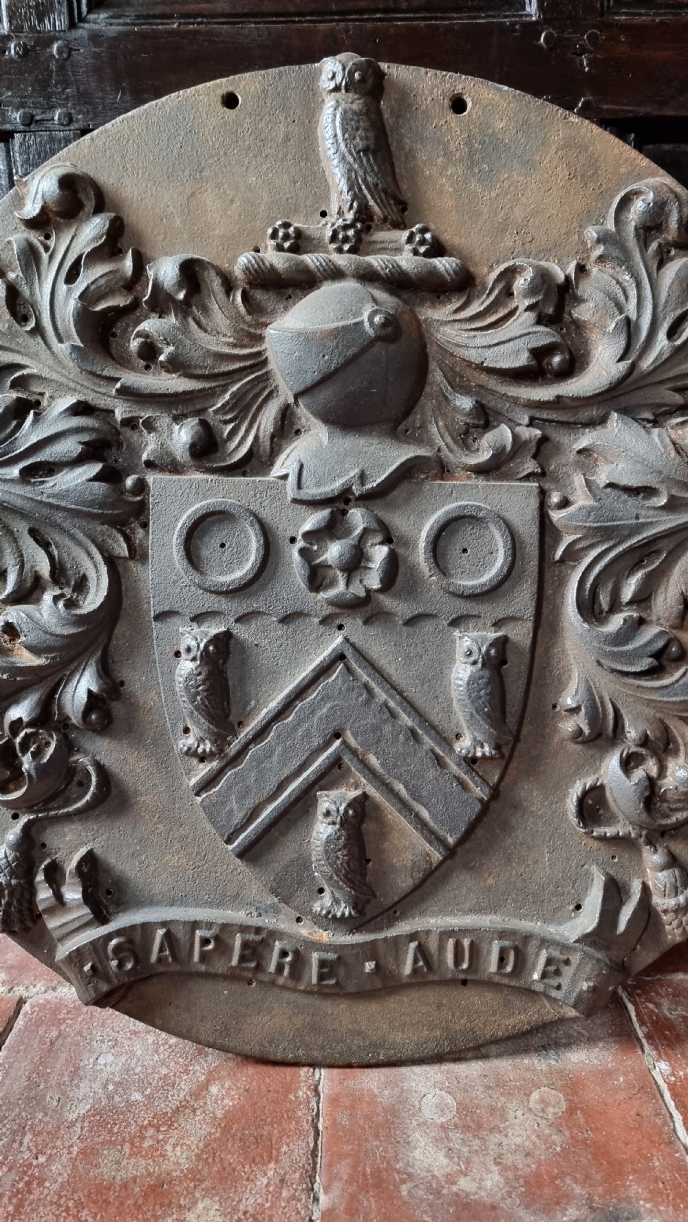A 19th century cast iron coat of arms.  View II