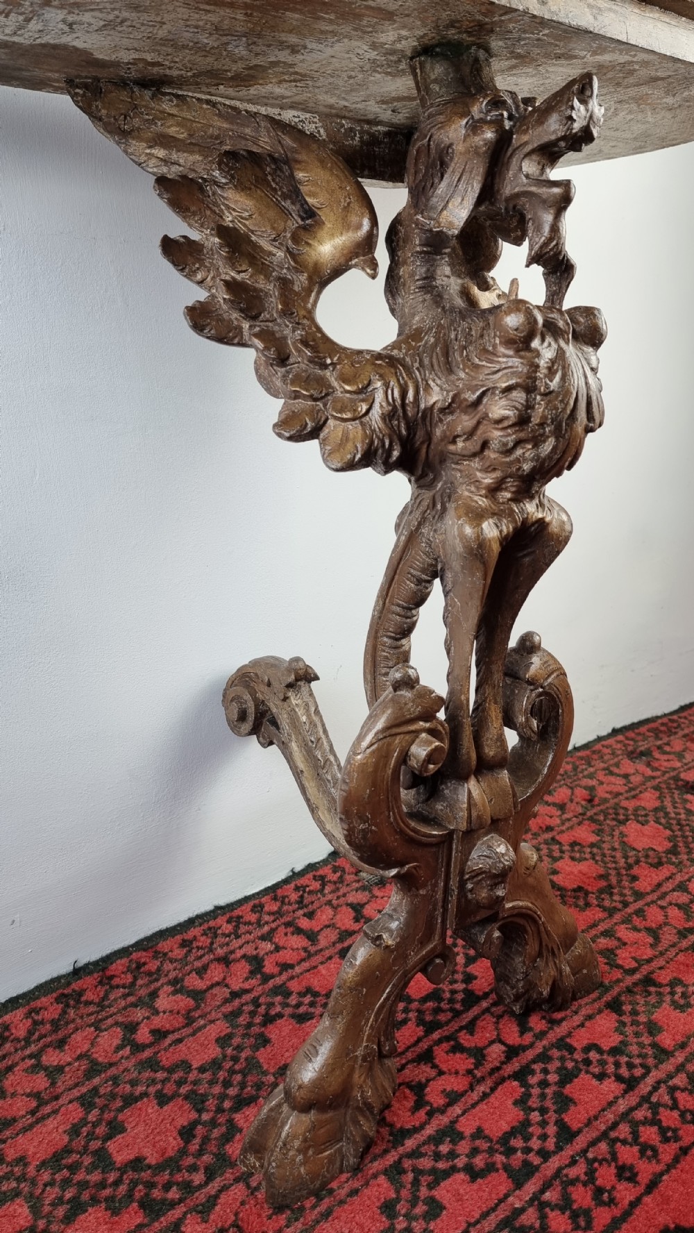 A 19th century gilt carved console table.  View X