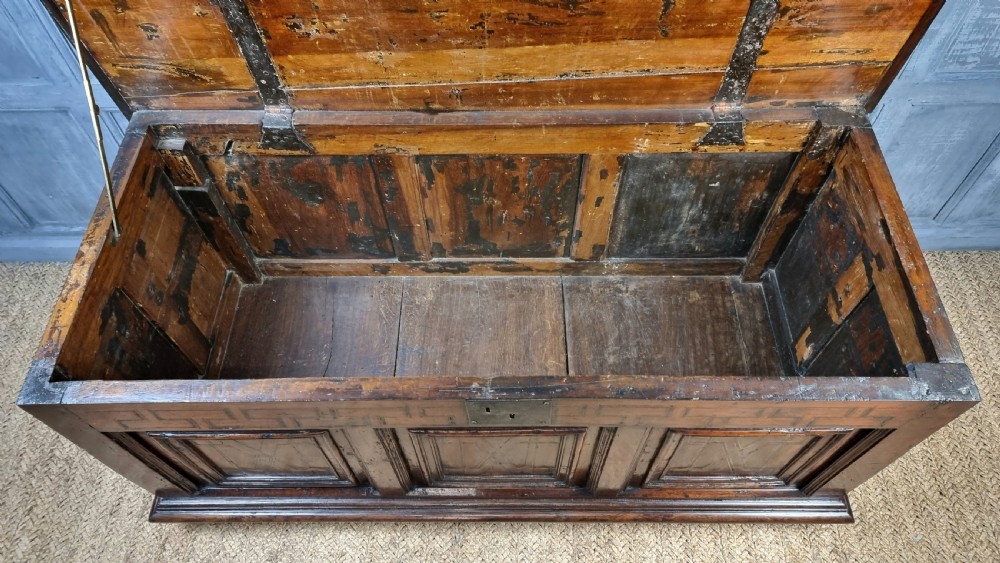 A late 17th century walnut coffer. View X