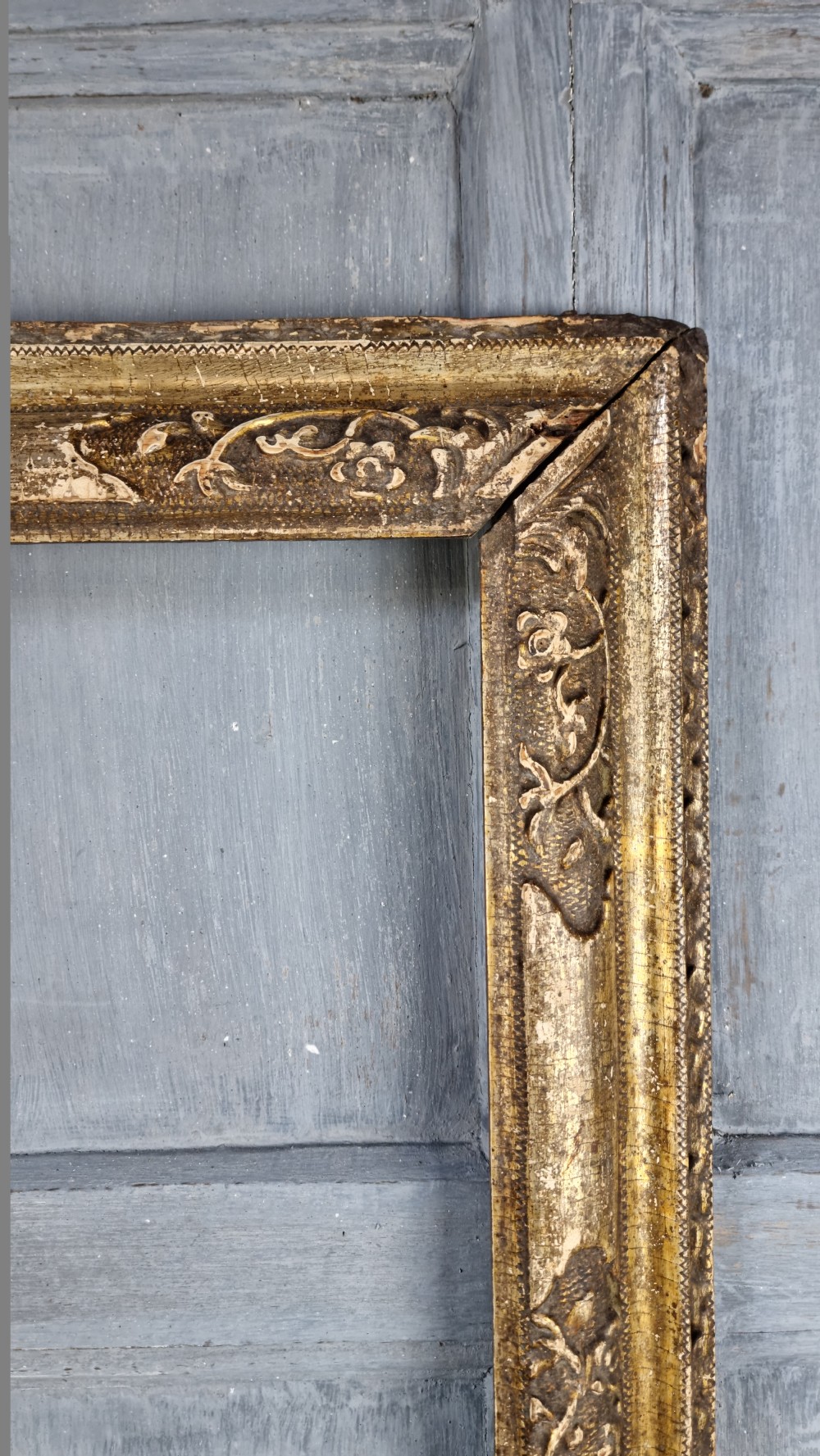 A 17th century gilt carved picture frame.  View V