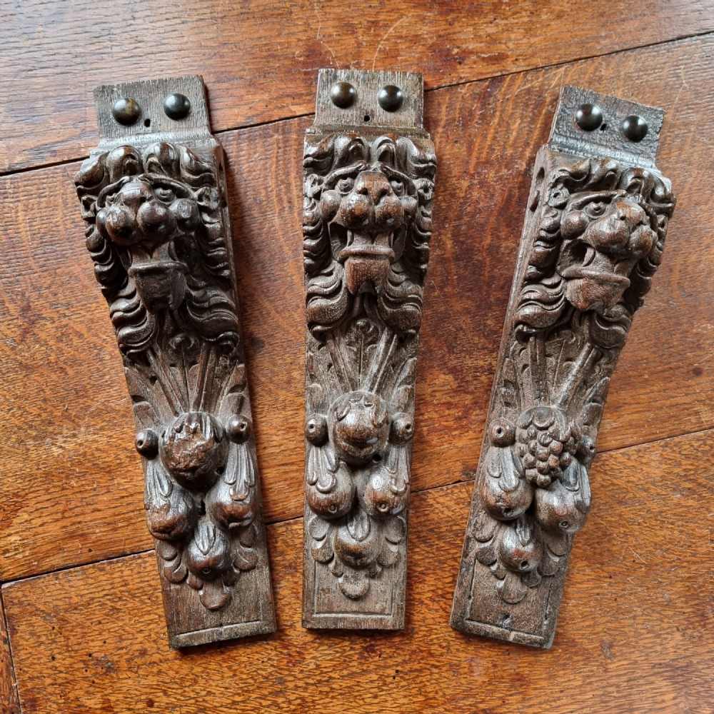 Three 17th century flemish lion terms.