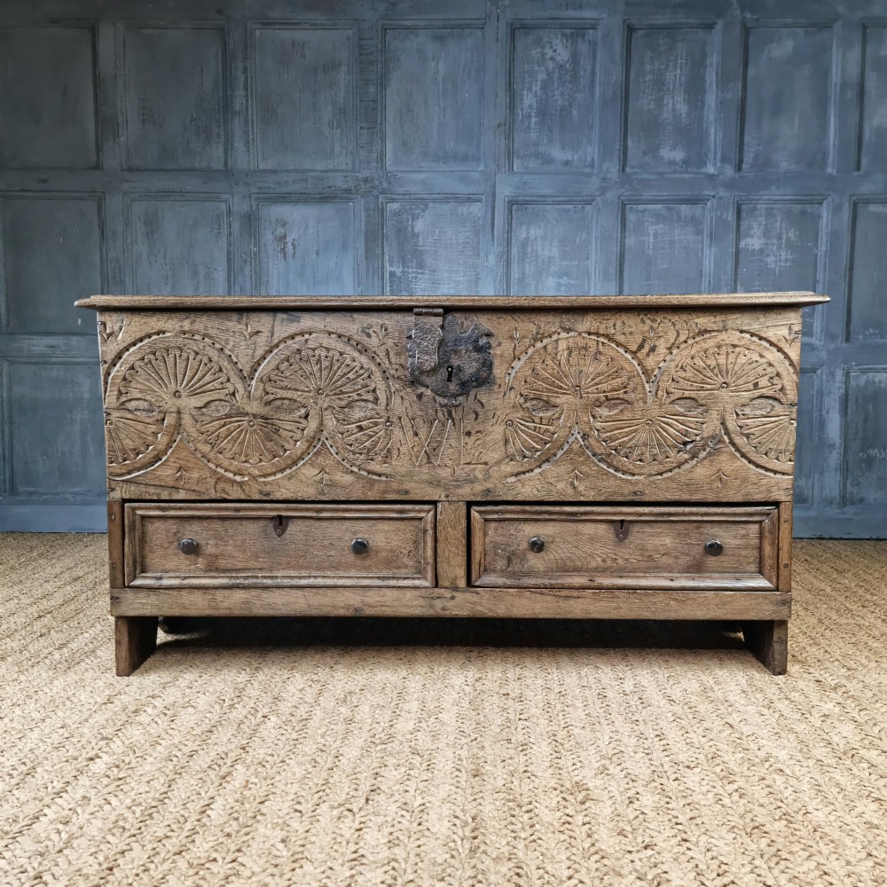 A late 17th - early 18th century plank coffer. 