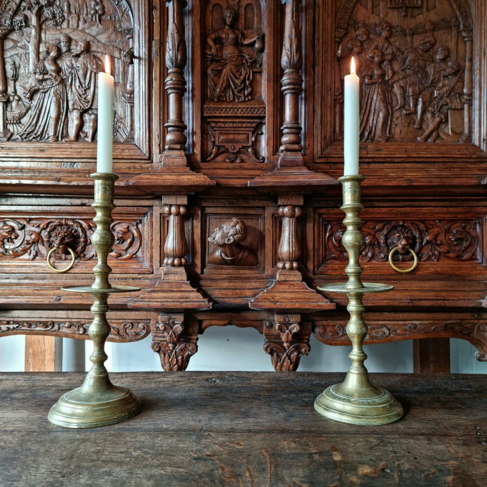 A pair of 17th century Heemskerk candlesticks. 