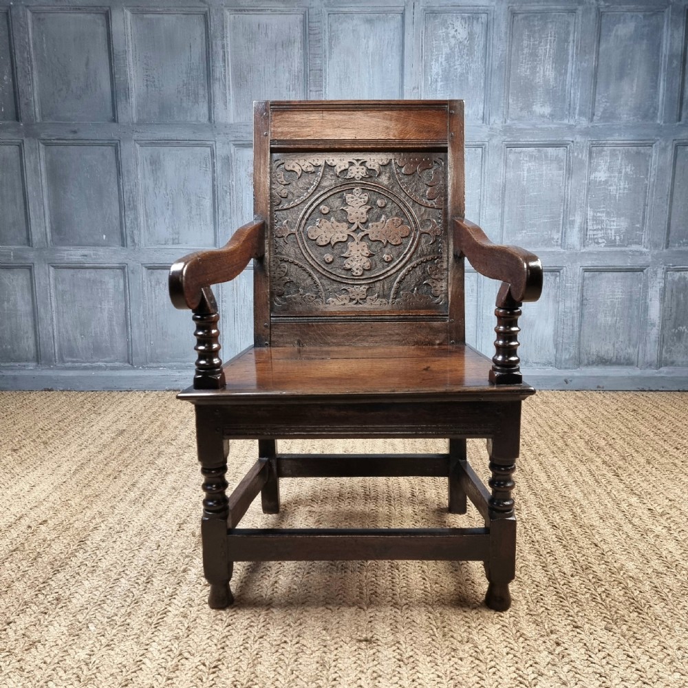 A 17th century wainscot chair. 