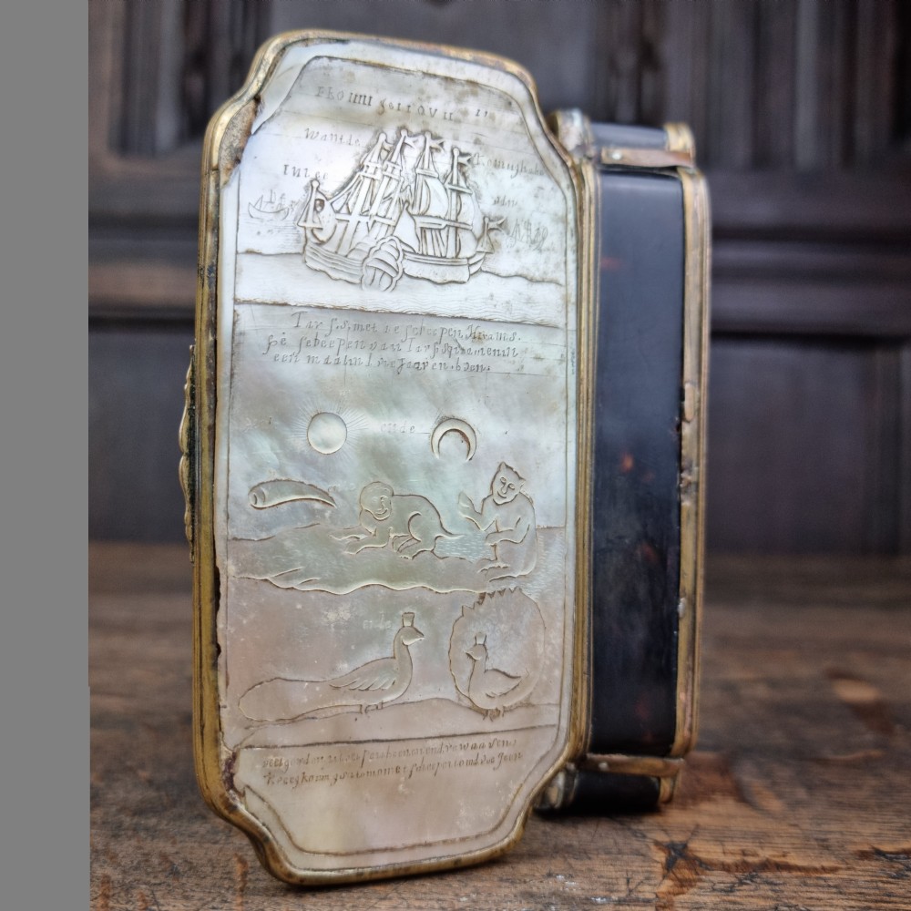 An 18th century sailors tobacco box.  View III