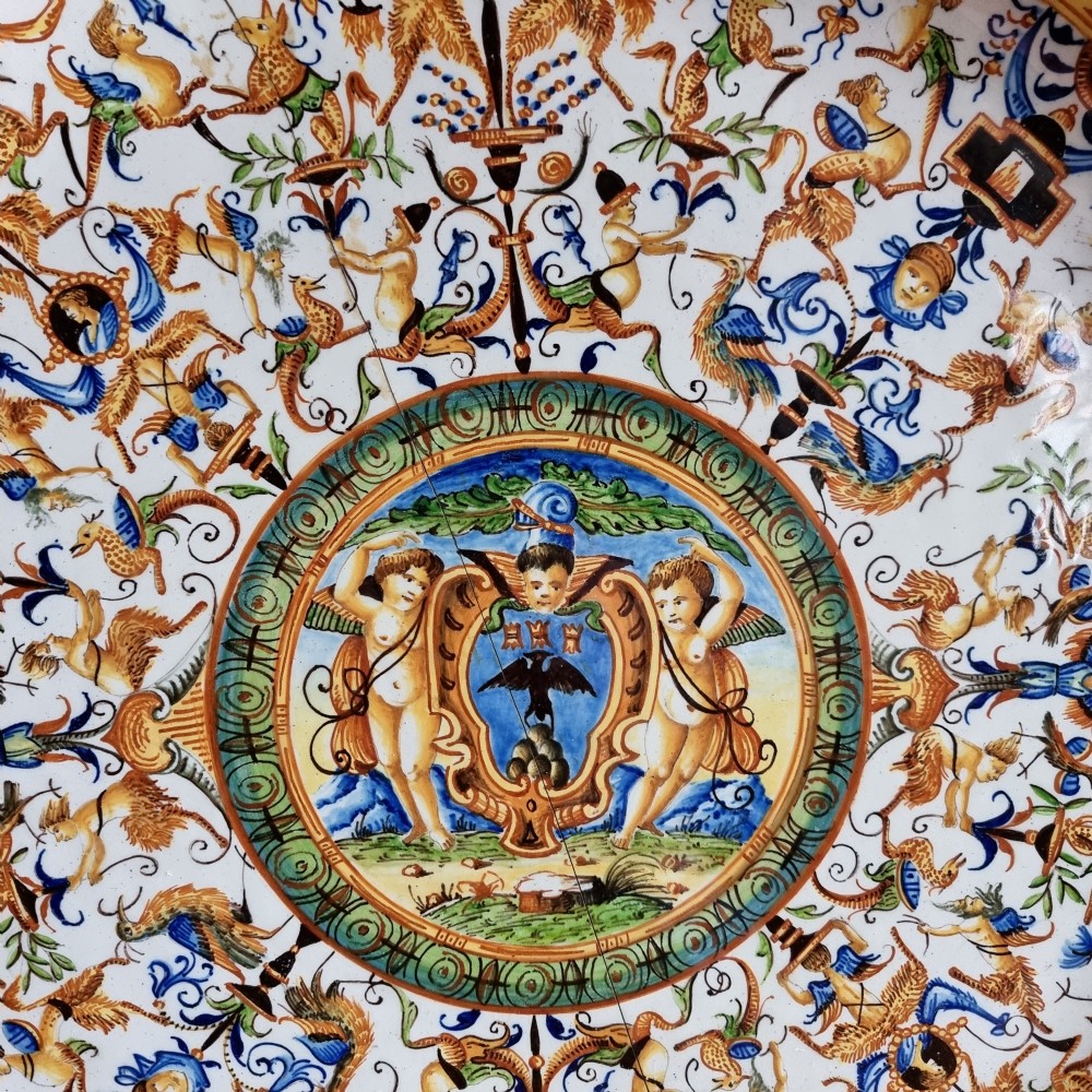 A large pair of 19th century majolica chargers. View III