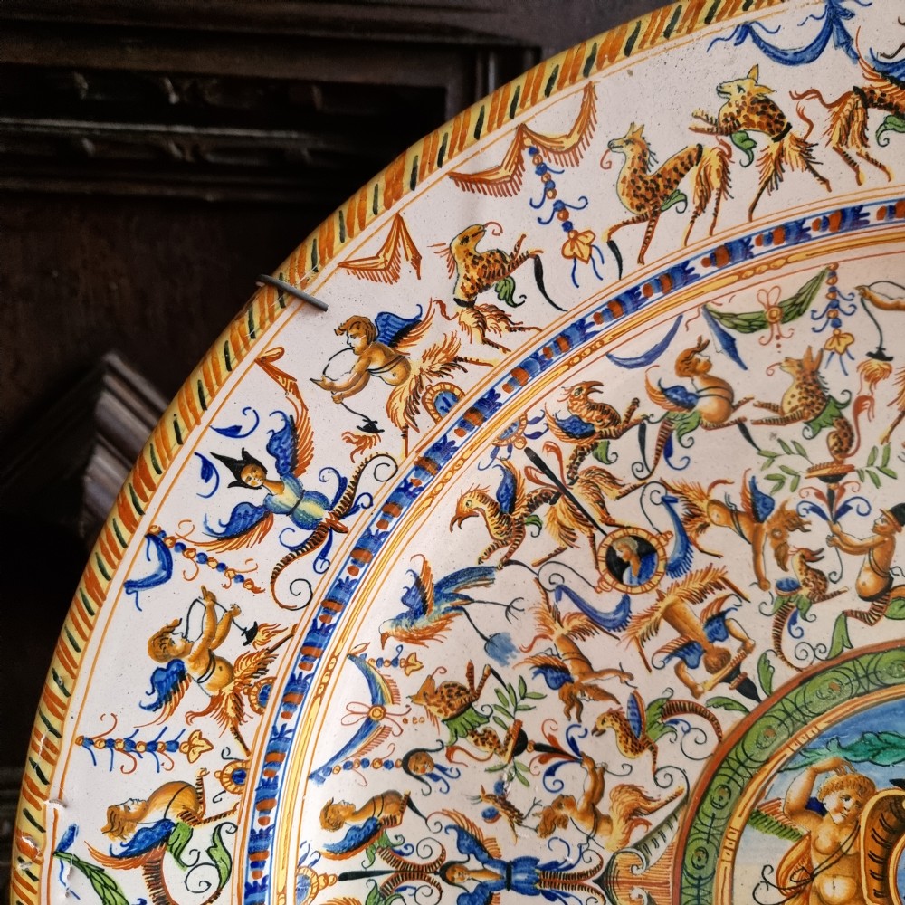 A large pair of 19th century majolica chargers. View VIII