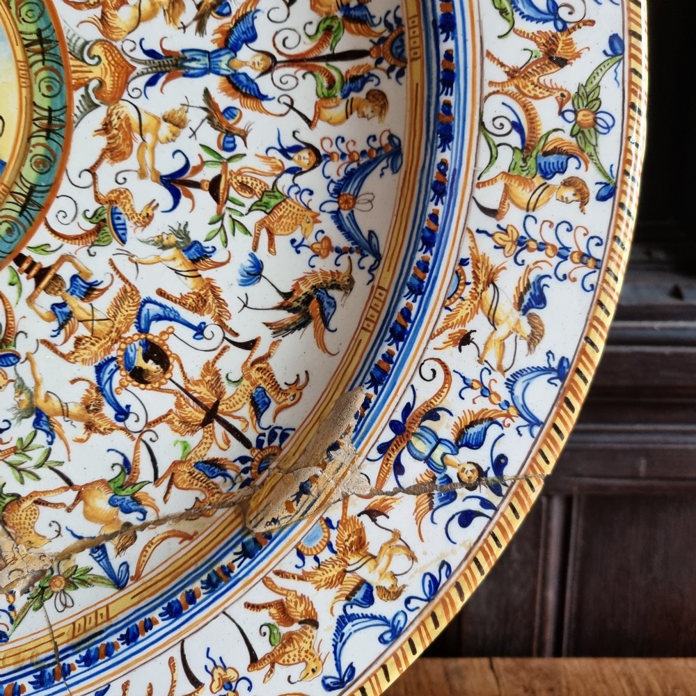 A large pair of 19th century majolica chargers. View X